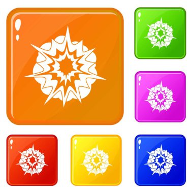 Yangın patlama simgeler kümesi vektör renk