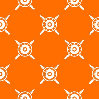 Ortaçağ kalkan ve kılıç desen vektör turuncu