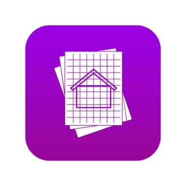 Ev blueprint simgesi dijital mor