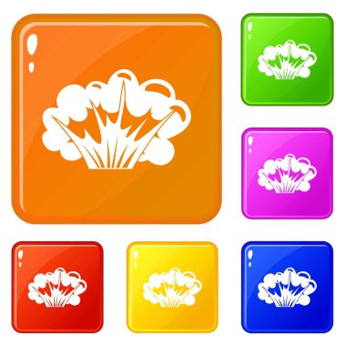 Yüksek güçlü patlama simgeleri vektör rengini ayarlar