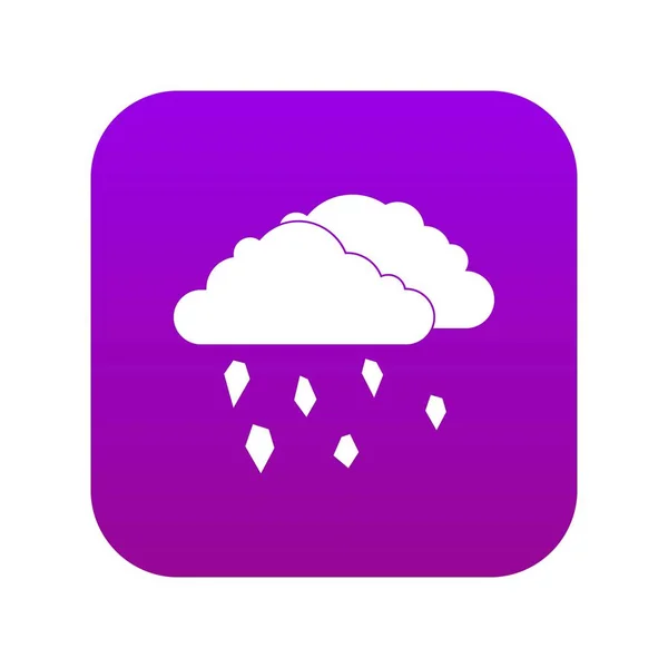 Nubes y granizo icono digital púrpura — Vector de stock