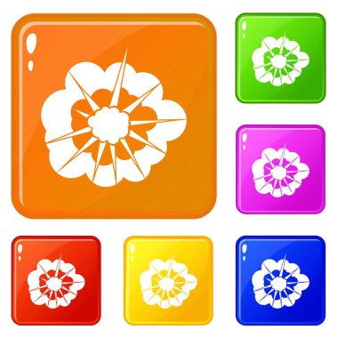 Bulutlu patlama simgeleri vektör rengini ayarlar