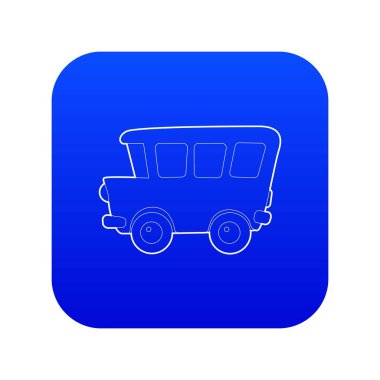 Okul otobüsü simgesi mavi vektör