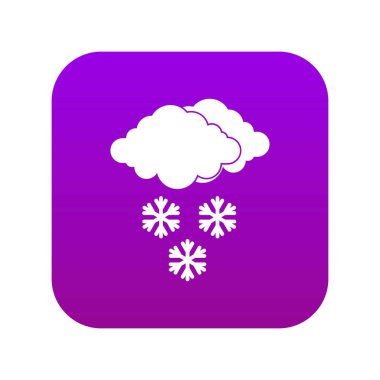 Bulut ve kar taneleri simgesi dijital mor