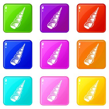 Uzun kabuk simgeleri 9 renk koleksiyonu ayarlayın