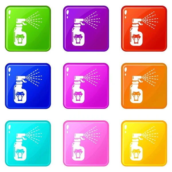 Pesticide icons set 9 color collection — Stock Vector