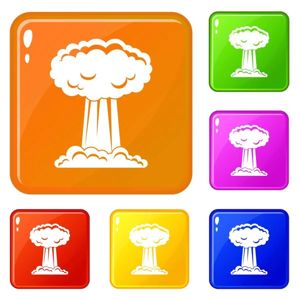 Paddestoel Cloud icons set vector kleur — Stockvector