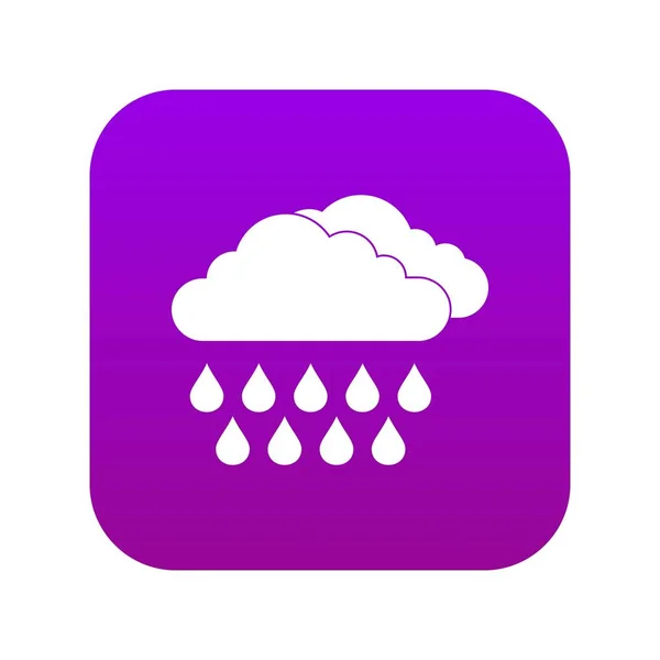 Nube y lluvia icono digital púrpura — Vector de stock