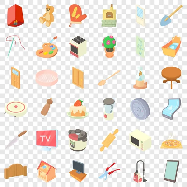 Conjunto de iconos de electrodomésticos, estilo de dibujos animados — Vector de stock