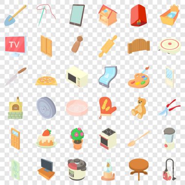 Mutfak Icons set, karikatür tarzı
