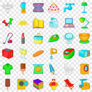 Elektrikli süpürge Icons set, karikatür tarzı