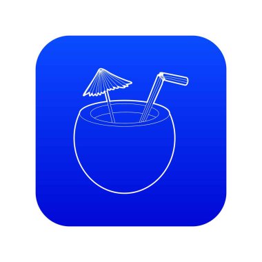 Hindistan cevizi kokteyl simgesi mavi vektör