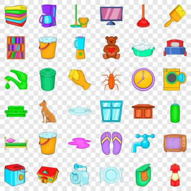 Icons set yıkama, karikatür tarzı