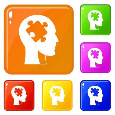 Bulmaca simgeleri ile Kafa vektör renk ayarlamak