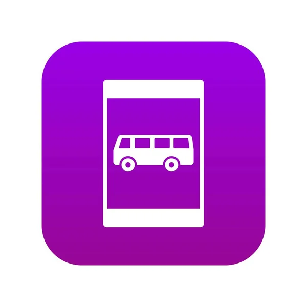 Bus stop icône numérique violet — Image vectorielle