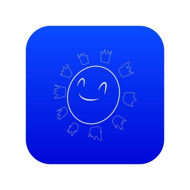 Güneş mavi simge vektör