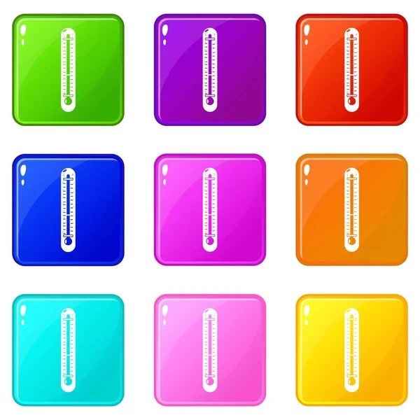 Icônes de thermomètre de rue ensemble 9 collection de couleurs — Image vectorielle