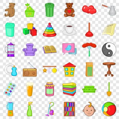 Temizlik Icons set, karikatür tarzı