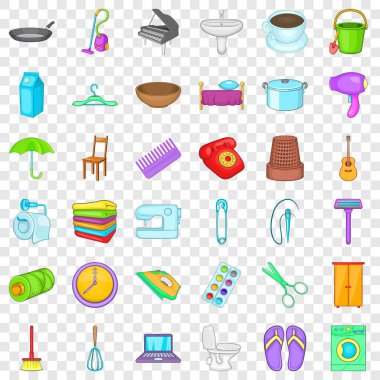 House şey simgeleri ayarla, tarzı çizgi film