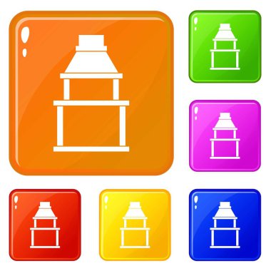 Barbekü ızgara simgeleri vektör renk ayarlamak