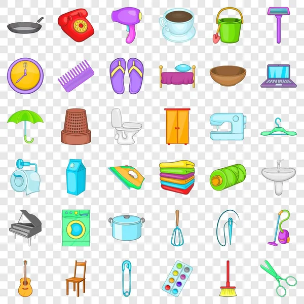 Set de iconos de tocador, estilo dibujos animados — Vector de stock