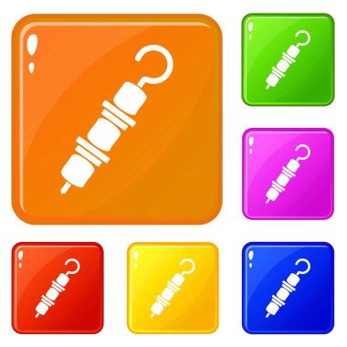 Şiş simgeleri üzerinde Kebap vektör renk ayarlamak