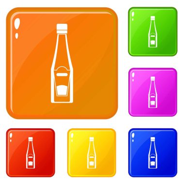 Ketçap simgeleri şişe vektör renk ayarlamak