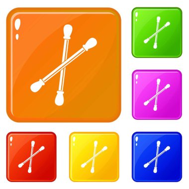 Pamuk tomurcukları simgeleri vektör renk ayarlamak