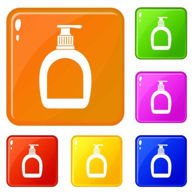 Sıvı sabun simgeleri vektör renk ayarlamak ile Şişe