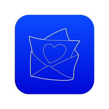 Aşk mektubu simgesi mavi vektör