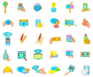 Veri iletim simgeleri seti, karikatür stili