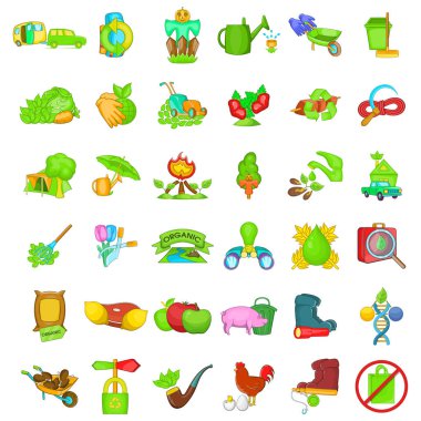 Mutfak bahçe simgeleri seti, karikatür tarzı