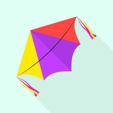 Sarı kırmızı mor uçurtma simgesi, düz stil