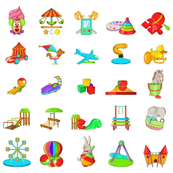 Kid playground icons set, cartoon style — Stock Vector