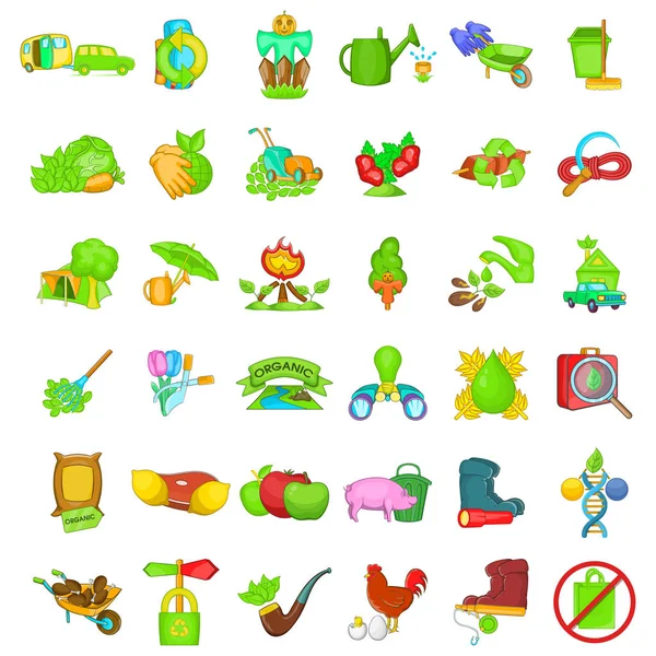 Kitchen garden icons set, cartoon style