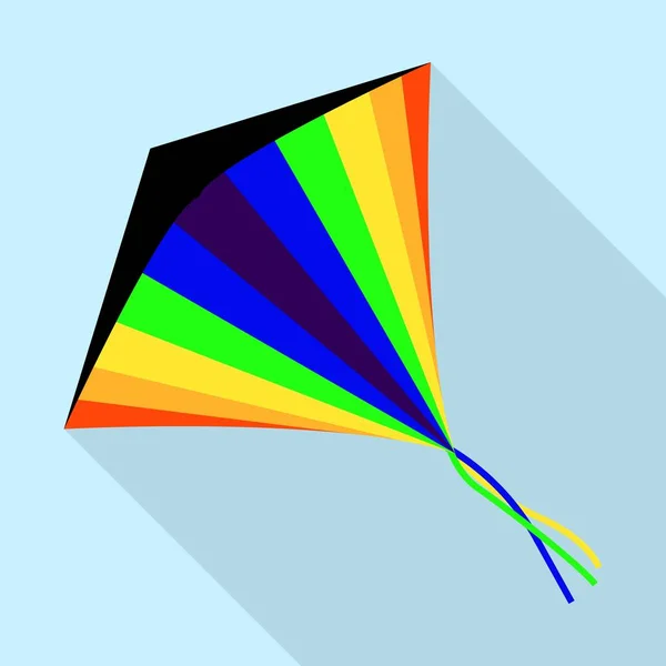 Icono de cometa arco iris, estilo plano — Vector de stock