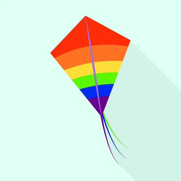 Papier Regenbogen-Drachen-Ikone, flacher Stil — Stockvektor