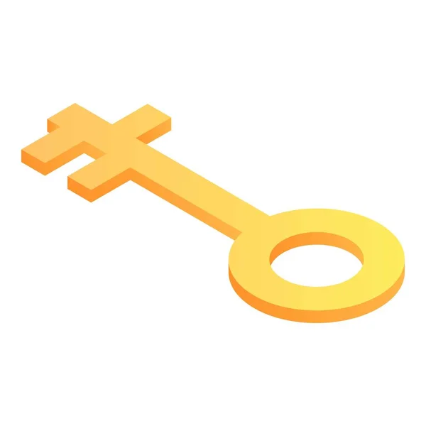 Gouden sleutel pictogram, isometrische stijl — Stockvector
