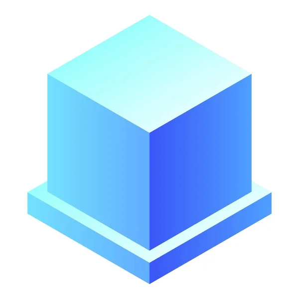 Blue cube icon, isometric style — Stock Vector