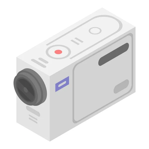 ไอคอนกล้องแอคชั่นสีขาว, สไตล์ไอโซเมตริก — ภาพเวกเตอร์สต็อก