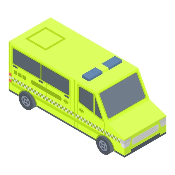 Green emergency car icon, isometric style — Stock Vector