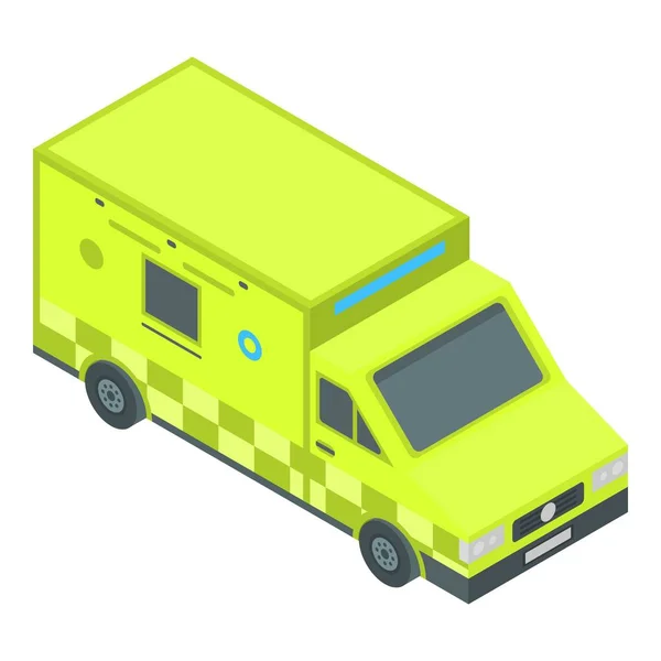 Icono de ambulancia de ciudad verde, estilo isométrico — Vector de stock