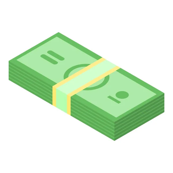 Icono de paquete de dólar verde, estilo isométrico — Vector de stock