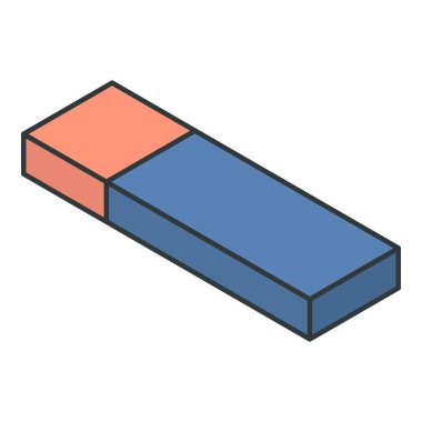 Kırmızı mavi silgi simgesi, izometrik stil