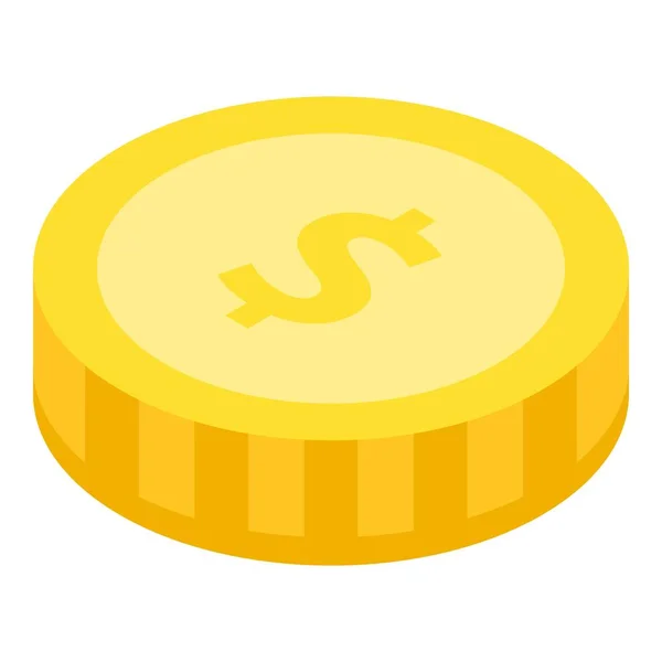 Dollar coin icon, isometric style — Stock Vector