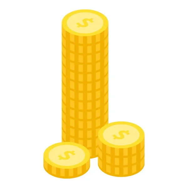 Gold coin stack icon, isometric style — Stock Vector