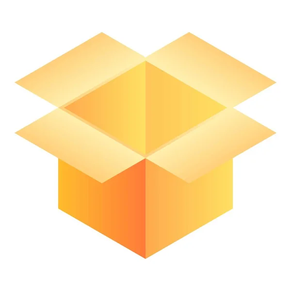 Open carton box icon, isometric style