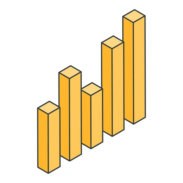 Yellow graph bar icon, isometric style — Stock Vector