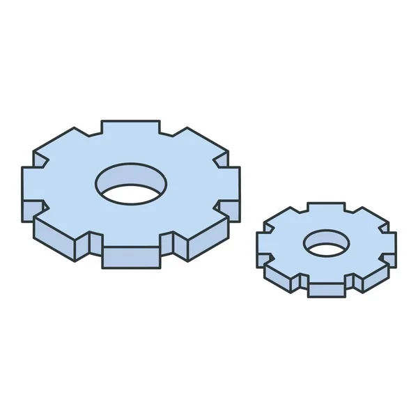 金属齿轮系统图标，等轴测样式 — 图库矢量图片