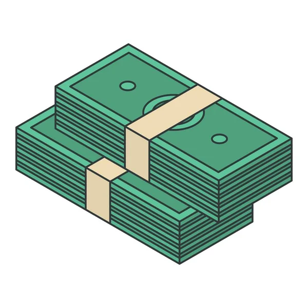 Dinero en efectivo icono del paquete, estilo isométrico — Archivo Imágenes Vectoriales